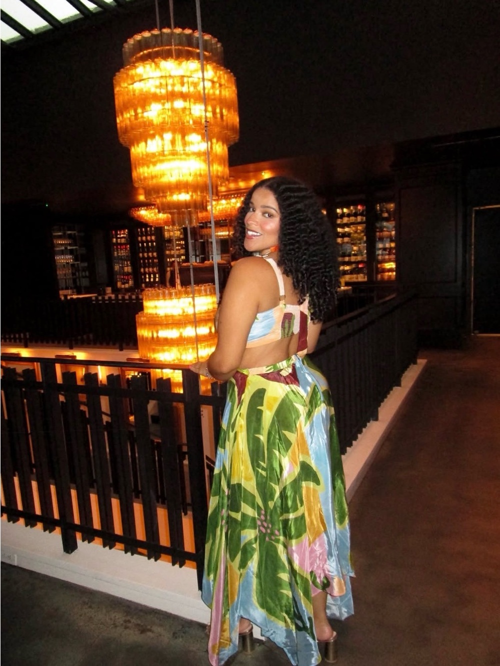 Multicolor Tropical Painting Cut-Out Maxi Dress - Picture 2 of 3